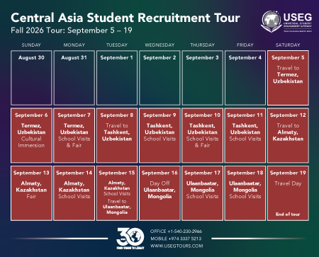 Central Asia Fall 2026 Tour Calendar