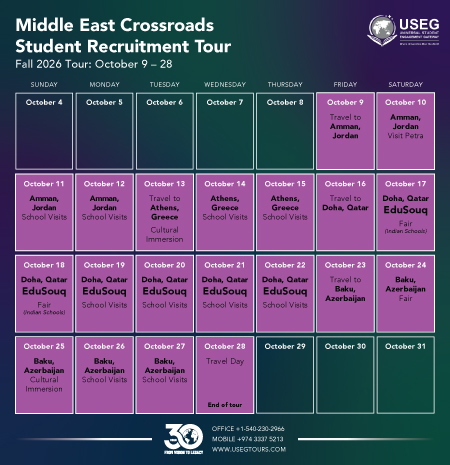 Middle East Crossroads Fall 2026 Tour Calendar