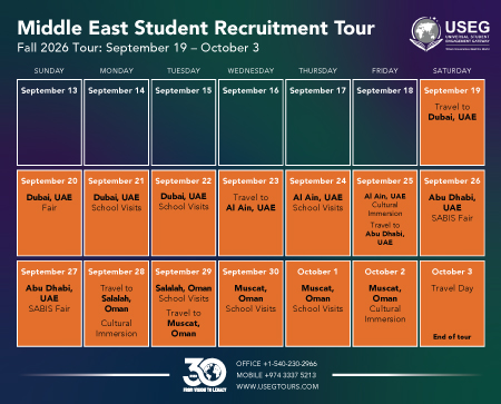 Middle East Fall 2026 Tour Calendar